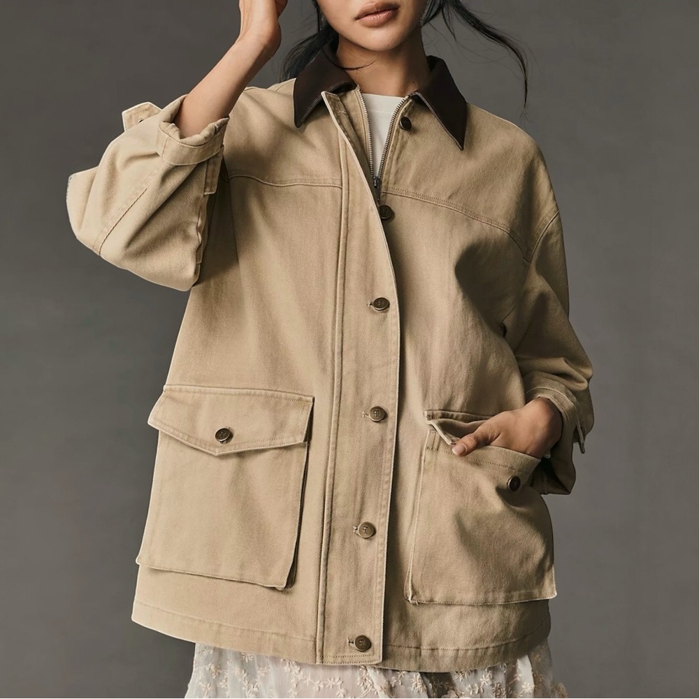 PILCRO‎ x ANTHROPOLOGIE Faux Leather Collar Barn Jacket